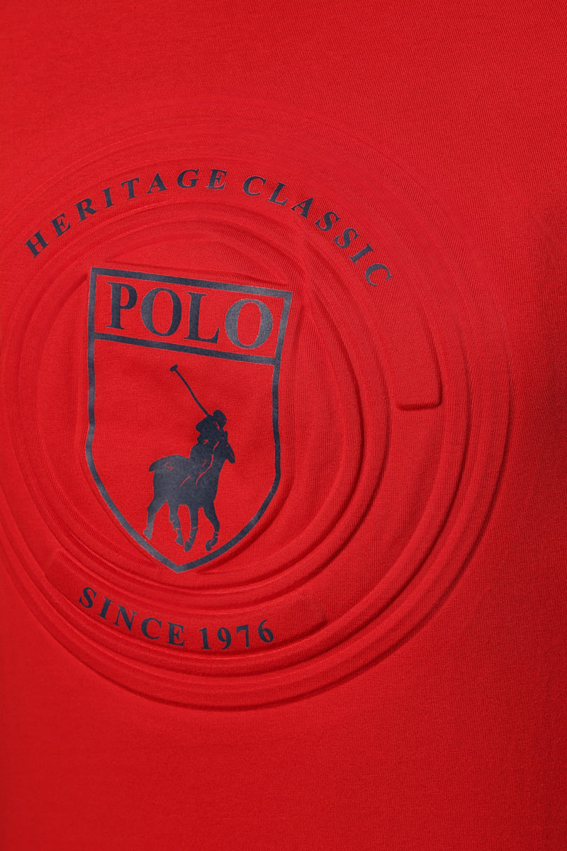 Polo T-Shirt Embossed Crest Red